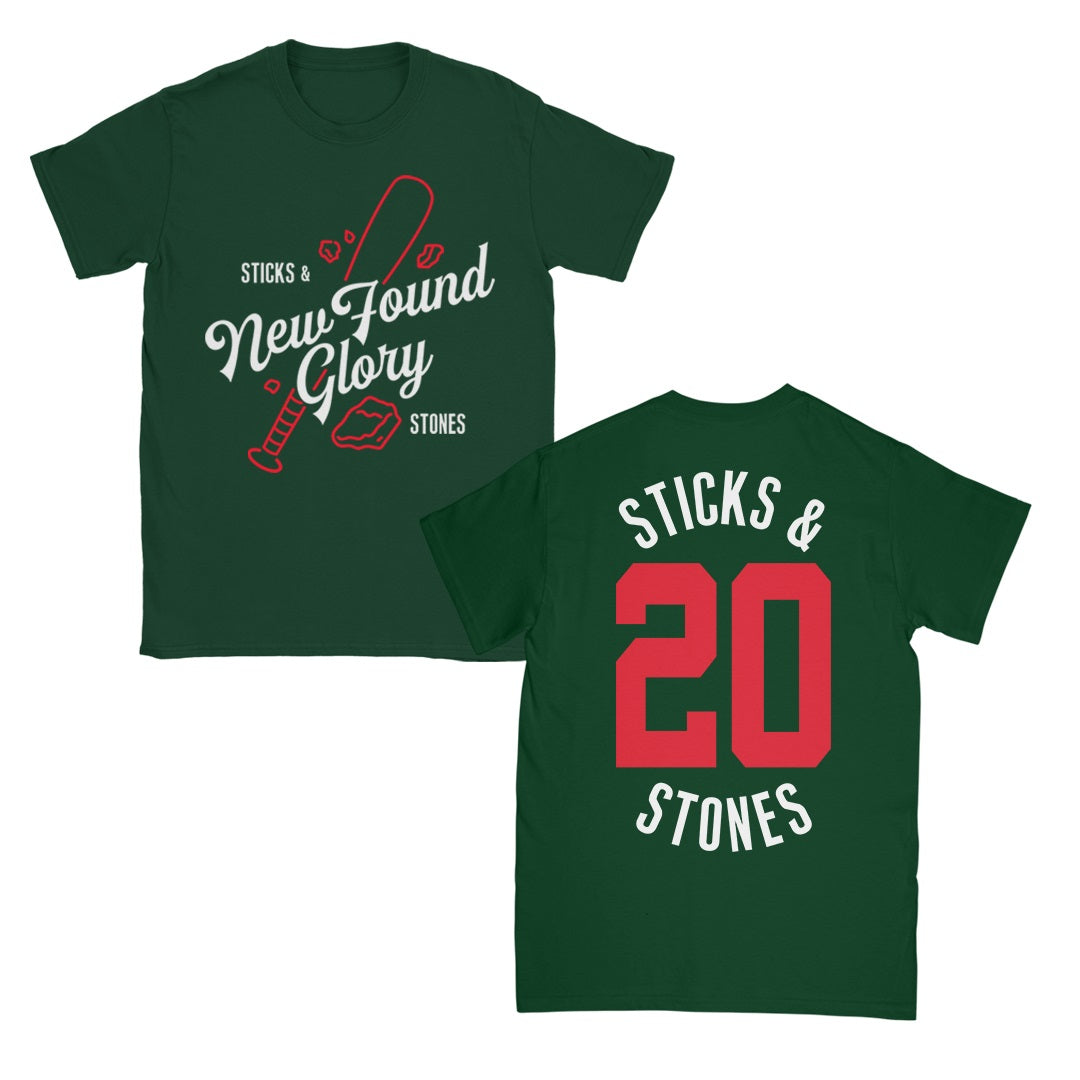 Sticks and Stones Baseball Tee (Forest Green)