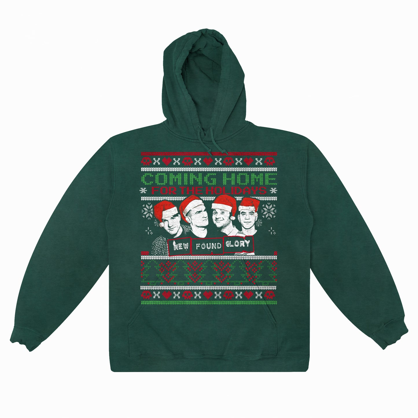 Band Ugly Holiday Pullover Hoodie (Alpine Green)