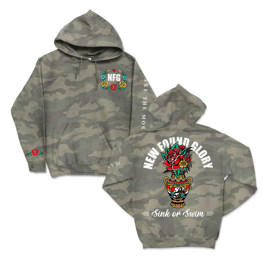 Flower Tattoo Pullover Hoodie (Forest Camo)